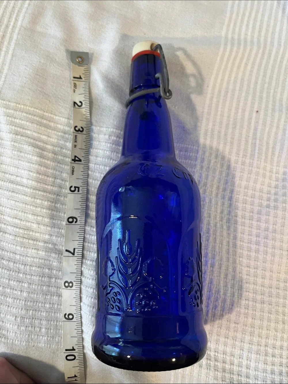 2 pc Cobalt Blue Glass Swing-Top Bottle - Home Dining